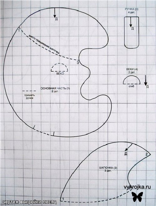 Выкройка игрушки-подушки Месяц Выкройка игрушки-подушки Месяц