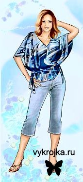 Выкройка блузки в стиле кимоно