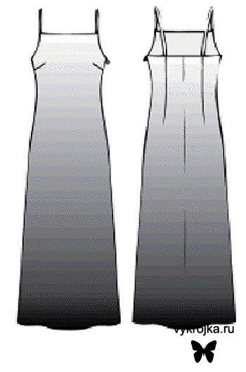 Выкройка «Вечернее платье в пол от кутюр на бретелях»