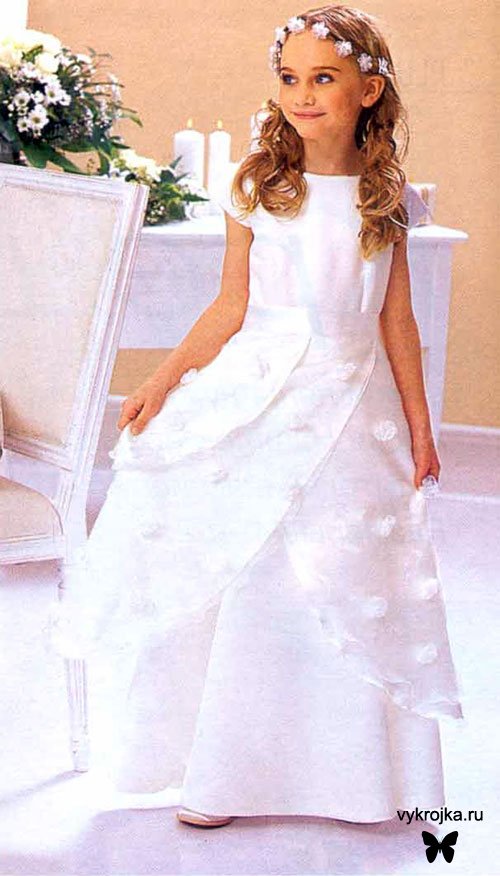 Белое платье с цветами для девочки Белое платье с цветами для девочки